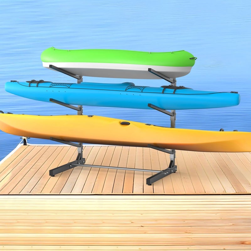 TORACK Garage Floor Kayak Storage Rack, Heavy-Duty Freestanding Metal Kayak Storage Stand - Image 1